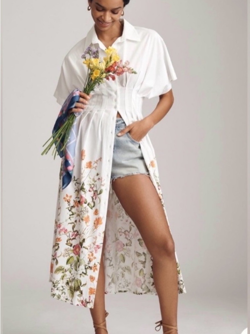 The Tobie Shirt Dress by Exquise Floral Shirtdress Anthropologie Sz S